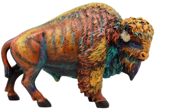 Coloured Bison Figurine