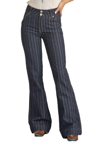 High Rise Stripe Jacquard Trouser Jeans