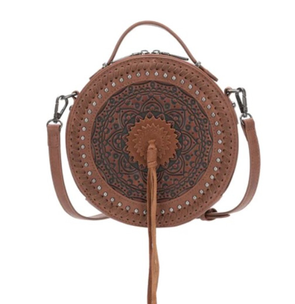 Wrangler Tooled Leather Canteen Crossbody Bag