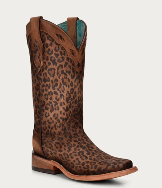 Corral Ladies Leoprard Square Toe Boots