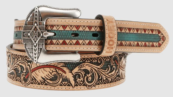 Hooey "War Paint" Natural/Turquoise/Red Belt