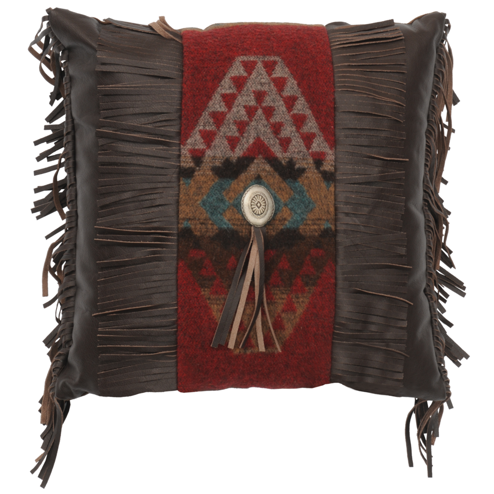 leather fringe pillow