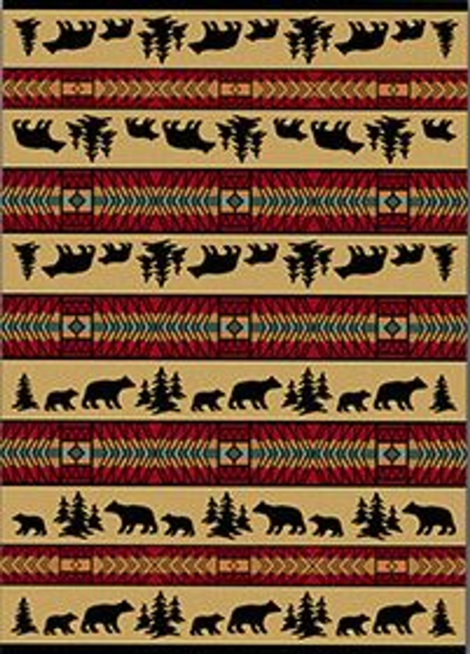 American Dakota Bear Adventure 4ft x 5ft Nylon Area Rug