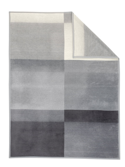 Ibena Granada Grey Blocks and Stripes Blanket