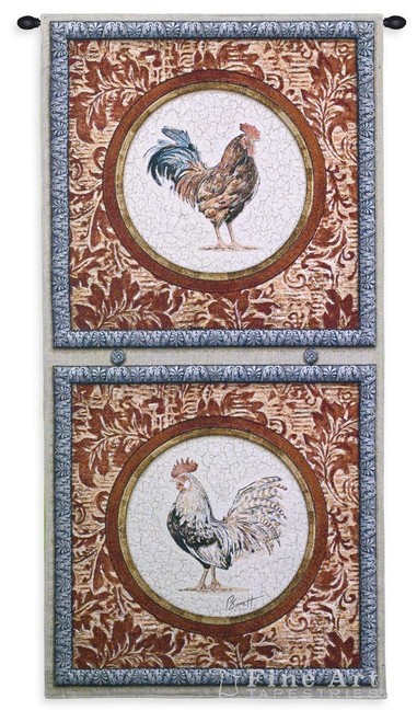 Plumage II Rooster Wall Tapestry 4013-WH