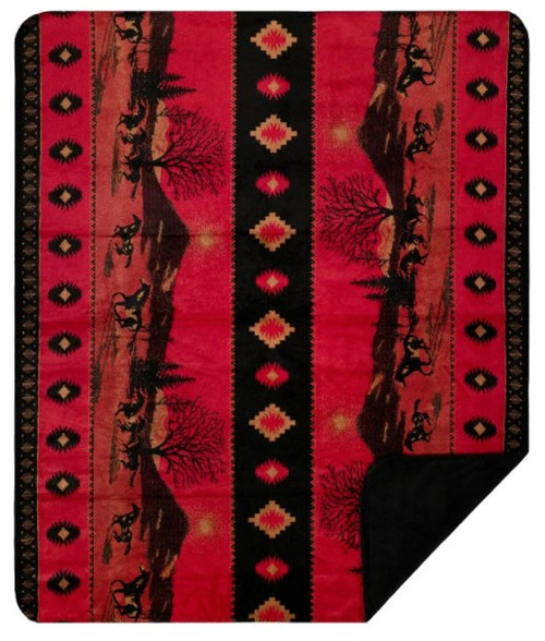 Denali Red Running Horses/Black Throw Blanket