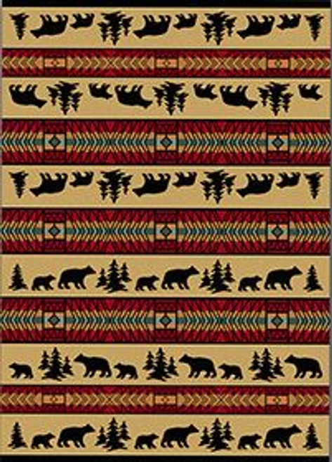 Bear Adventure/Red 5x8 Rug by American Dakota (5'4" x 7'8")