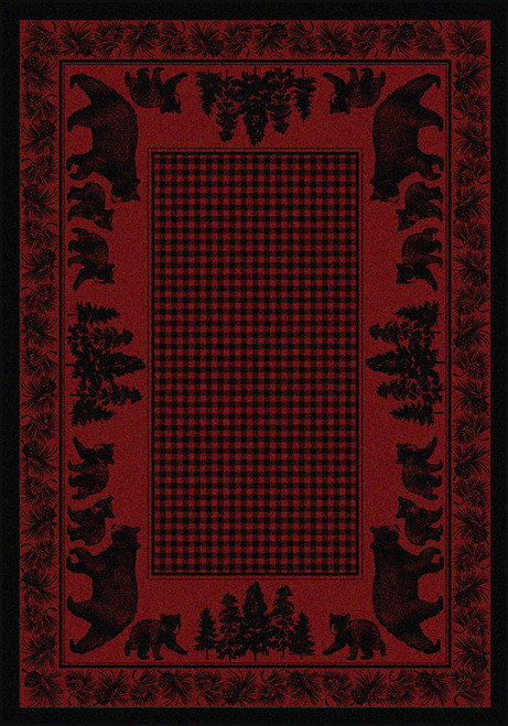 Bear Family/Red 4x5 Rug by American Dakota (3'10" x 5'4")