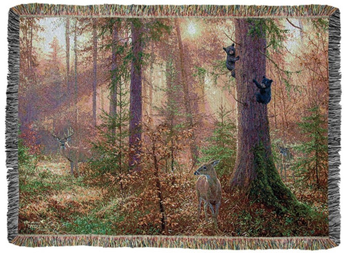 Manual Woodworkers Forest Light Tapestry Throw