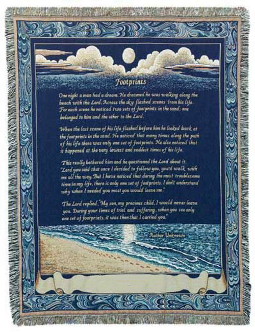 Simply Home Footprints in the Sand tapestry throw blanket