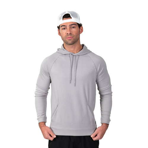 Front view of the Men's erne The Maine Hooded Sweatshirt in the color Zinc.
