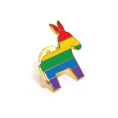 Democrat Donkey lapel pin with a rainbow colorway