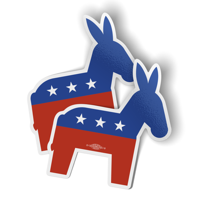 Blue and red colorway Democrat Donkey stickers