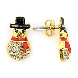 LO320 - Gold Brass Earrings with Top Grade Crystal  in Topaz A874-LO320