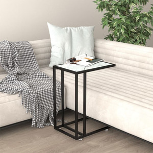 Side Table White marble Tempered glass, iron 19.7 x 13.8 x 25.6 in A949-331652