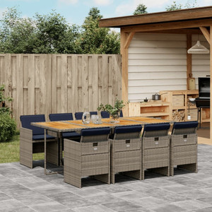 Patio Dining Set Set of 8 Gray, Brown, Navy Blue A949-3277696