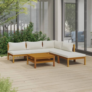 Garden Lounge Set Cream Solid acacia wood 6 Piece Set Modular A949-3086948