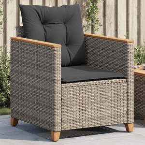 Garden Chair Grey PE rattan, powder-coated steel, solid acacia wood A949-366322