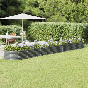 Garden Raised Bed Grey Powder-coated steel Large A949-318939