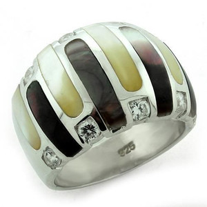 LOAS1167 - High-Polished 925 Sterling Silver Ring with Precious Stone Conch in Multi Color A874-LOAS1167