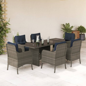 Garden Dining Set Grey PE Rattan 6-seater UV-resistant materials A949-3211892