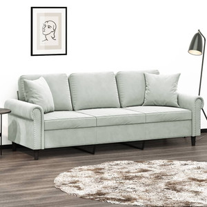 3-seater Sofa Light grey Velvet (100% polyester), metal, textilene A949-3200955