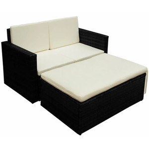  Garden Sofa Set Black Sofa with Cream Cushions A949-42734