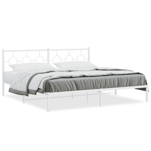 Bed Frame White Powder-coated steel Full Bed Frame Rectangular A949-376281