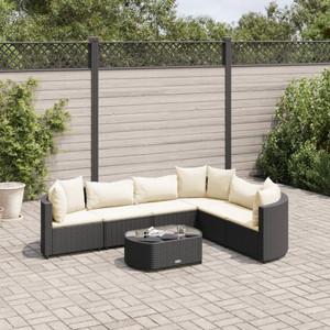 Patio Sofa Set Set of 6 Black, Cream White A949-3308376