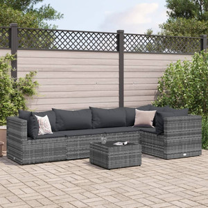 Patio Lounge Set Gray PE rattan 5 Piece Modular A949-3308090