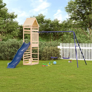 Outdoor Playset Natural wood, Blue Solid pine wood, Polypropylene A949-3156931