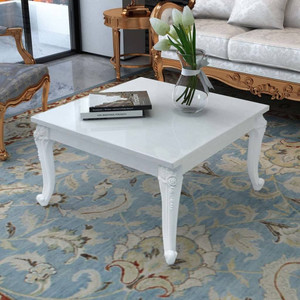 High Gloss Coffee Table High gloss white MDF and Plastic 31.5 in A949-243379