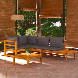 Garden Lounge Set Dark grey, Natural wood A949-3087277