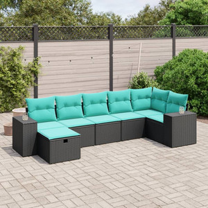 Garden Sofa Set Black Poly Rattan Large Modular Garden Sofa Set A949-3264453