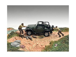 "4X4 Mechanics" 2 Piece Diecast Figure Set 3 for 1/43 Scale Models by American Diorama F977-AD43003