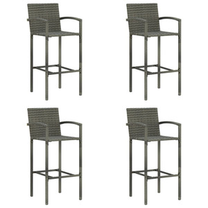 Bar Stool Set of 4 Grey PE rattan, powder-coated steel Medium A949-362585