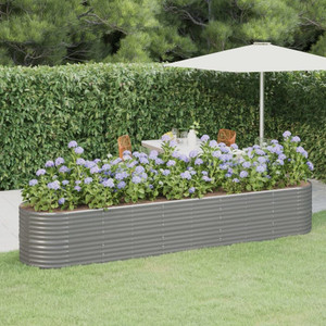 Garden Raised Bed Grey Powder-coated steel Large Durable A949-318964
