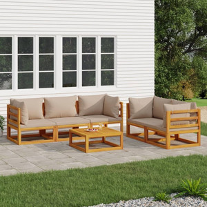 Garden Lounge Set Taupe Solid acacia wood Medium Modular A949-3155255