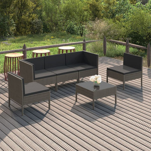 Garden Lounge Set Grey PE rattan, powder-coated steel, polyester A949-3094346