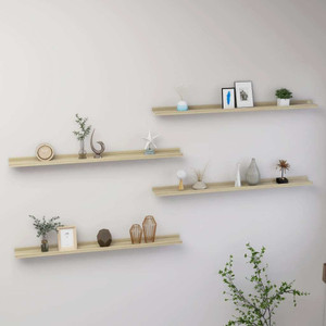 Wall Shelf Set of 4 Sonoma Oak MDF 39.4x3.5x1.2 in A949-326687