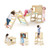 7-in-1 Toddler Climbing Toy Connected Table and Chair Set for Boys and Girls Aged 3-14 Years Old-Mu D681-TS10122CL