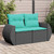 Garden Sofa Black and Blue PE Rattan, Powder-Coated Steel, Polyester A949-366033