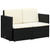 Sofa Black PE rattan 46.5 in x 25.6 in x 29.1 in Removable Covers A949-44179