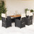 Garden Dining Set Black and Cream White PE Rattan Adjustable Feet A949-3212226