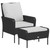 Garden Chair With Footstool Black PE Rattan, Steel Medium A949-364116