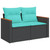 Patio Sofa Set Black sofa with blue cushions A949-3226498
