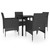 Garden Dining Set Black PE rattan, powder-coated steel, glass A949-3099282