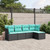 Garden Sofa Set Black PE rattan, Powder-Coated Steel 5 Piece Set A949-3263133