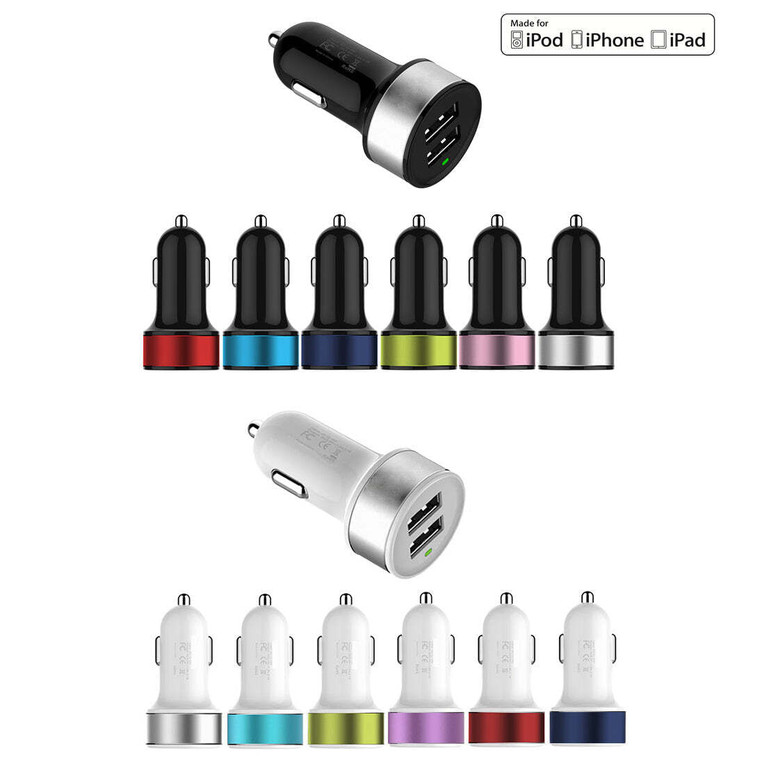 Color: SKY BLUE,Size: WHITE - Dual Port USB Car Adapter for your Smart Phone & Tablet(2.1 amps) APP K290-40123949875286