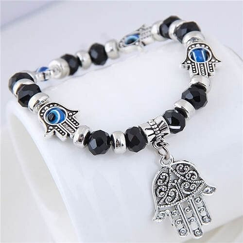 Magic Hands Theme Beads Fashion Women Costume Bracelet - Black A392-fabr2297